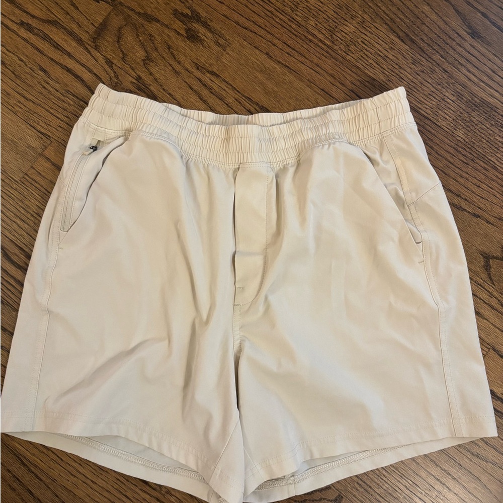 Men's Athletic Elastic-Waist Shorts in Light Beige